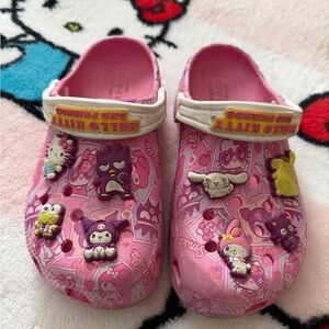 CROCS Pink Kids Slippers with Cartoon Charms size child 13